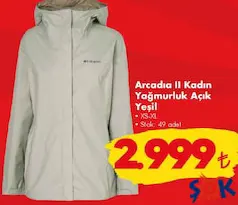 COLUMBİA ARCADİA II KADIN YAĞMURLUK AÇIK YEŞİL fiyat ve kampanya bilgisi